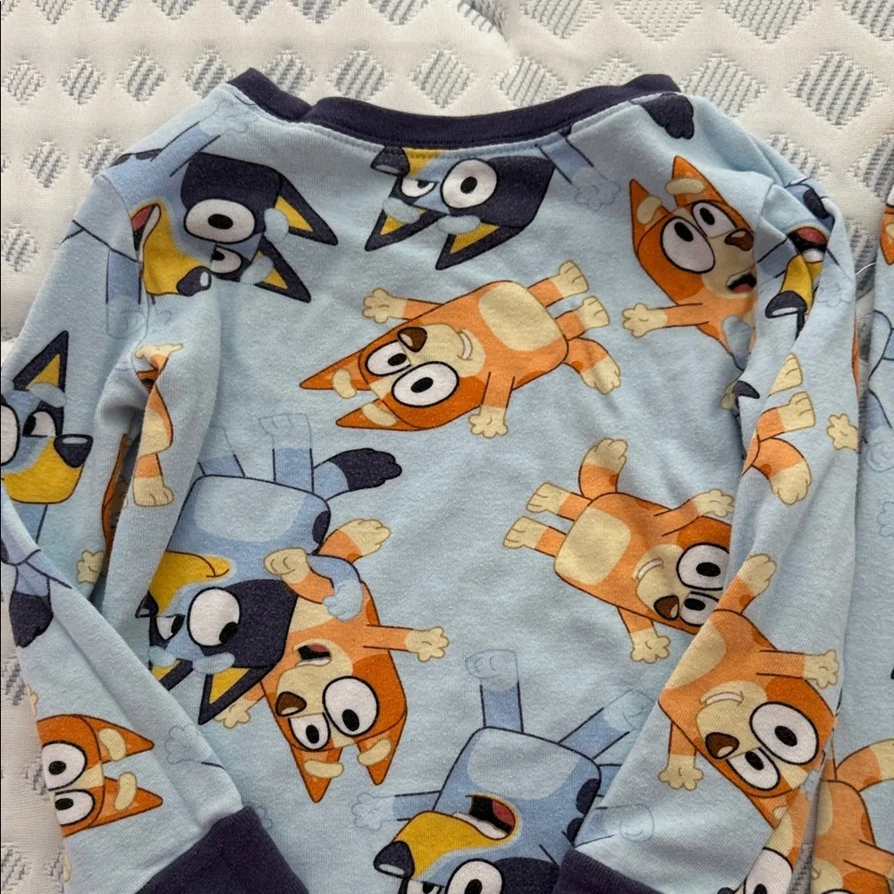 Bluey Cartoon Toddler Pajama Set Long Sleeve and Pants - Orange Blue and Navy 4T